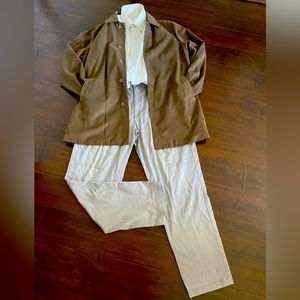 3 pieces mens outfits (A|X Pants, Zegna shirt, Milano coat)